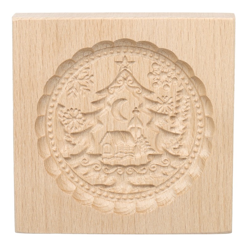 Wooden Cookie Mould 3.94″ x 3.94″ Wooden Cookie Biscuit Mould Moon Tree Carved