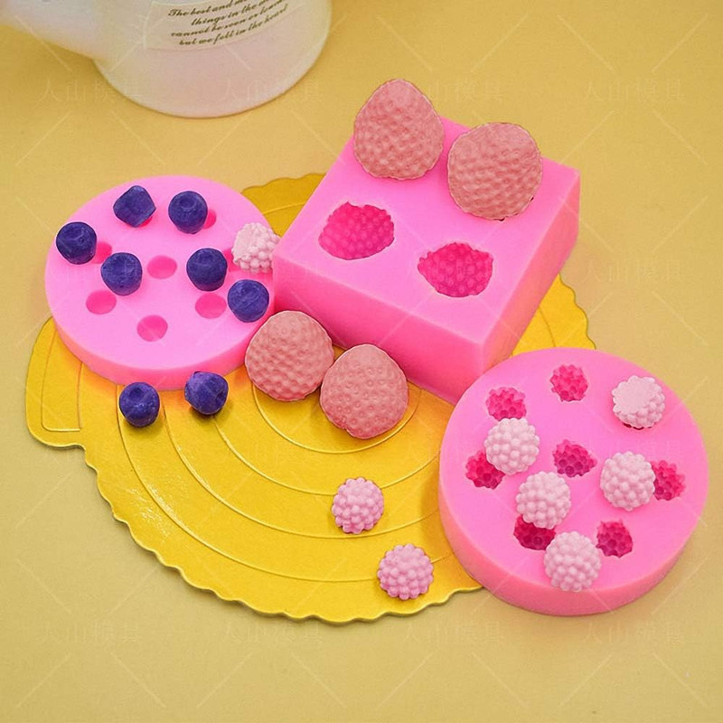 3Pcs/Set 3D Mini Strawberry, Raspberry & Blueberry Silicone Fondant Molds Soap gallery
