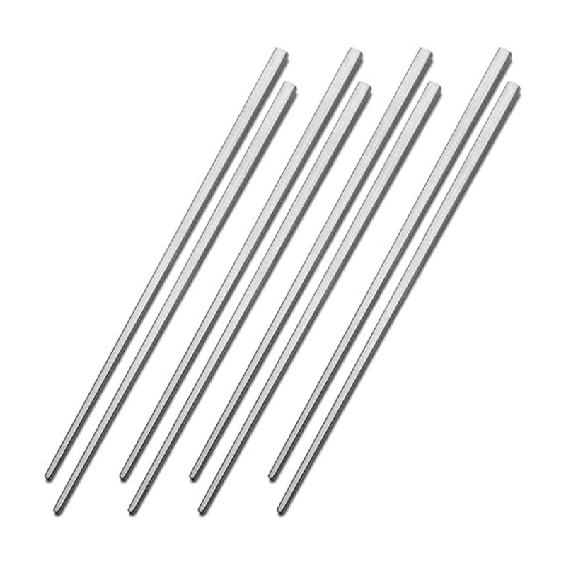 4 Pair 18/10 Premium Stainless Steel Chopsticks Reusable Dishwasher Safe