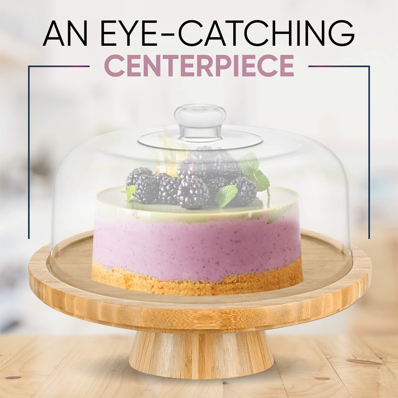 6-in-1 Cake Stand with Dome – Multifunctional Serving Platter, Punch Bowl, Sa... gallery