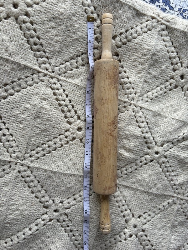 Wood Plain Rolling Pin With Handles Brown Solid/Plain vintage see pictures gallery