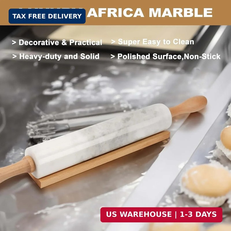 Koville African Natural Marble Rolling Pin, Non-Stick Polished Dough Roller, Pas gallery