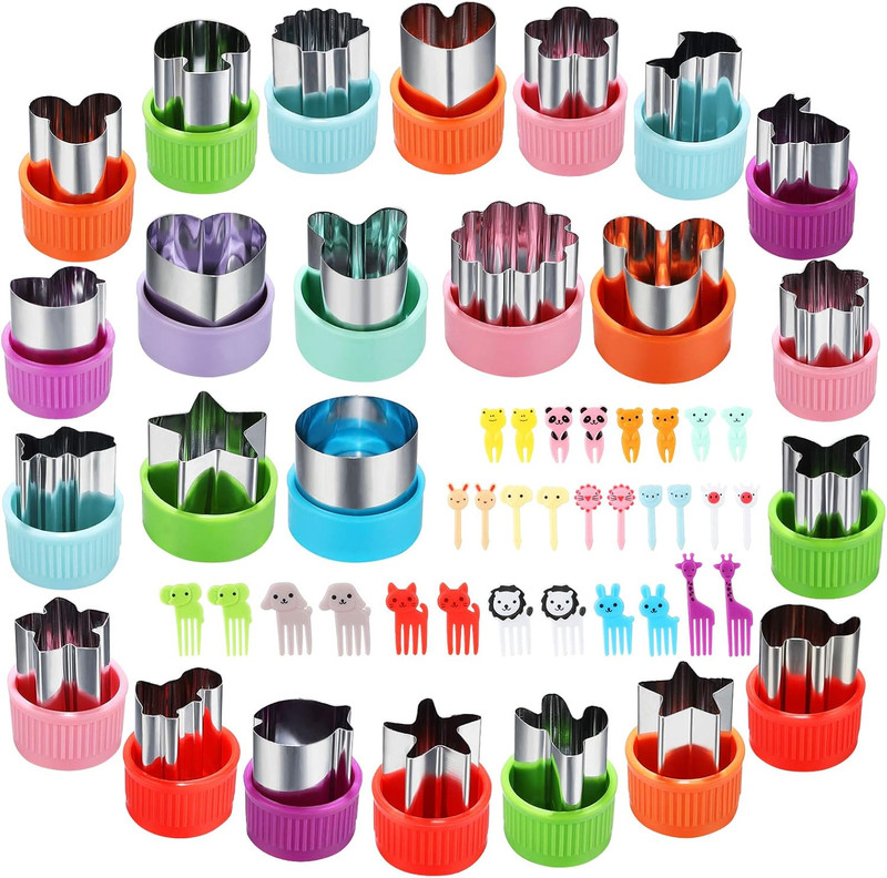 Vegetable Cutter Shapes Set, 24pcs, Mini Cookie Cutters Set Fruit Silver