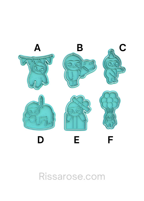 Party Sloth Cookie Cutter Stamp