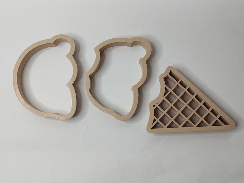 Ice Cream Cone Dough Cookie Cutter Stamp Outline NEW 3 Piece for Play Doh Clay gallery