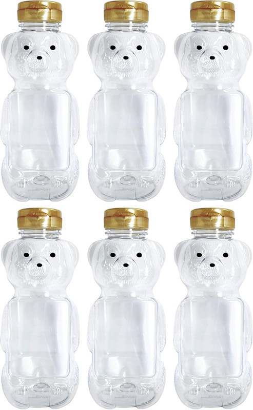 6 Pack of 24 Ounce Honey Bears with Sealable Gold Flip Top Lids (24 Oz. Bear, 6P gallery