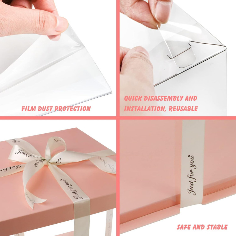 4 Pack Clear Cake Box Carrier 10" X 10" X 9" Cake Packaging Container with Ribbo gallery