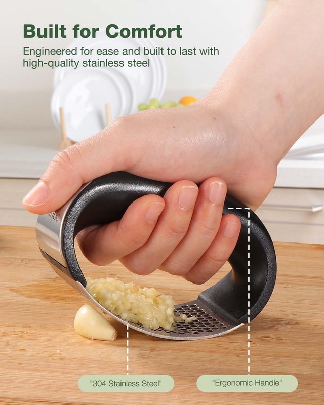Vantic Garlic Press Rocker - Stainless Steel Crusher, middle, Green gallery