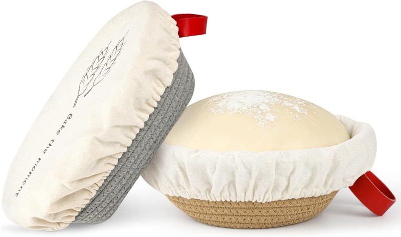 Cotton Rope Banneton Bread Proofing Basket Set, 10″ Oval & 9″ Round