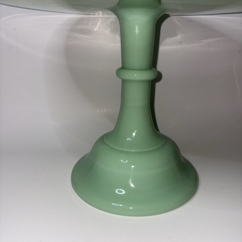Vintage Mosser Glass Jadeite Cake Stand 12” X 9” Tall Plain Simple Design w/Box gallery