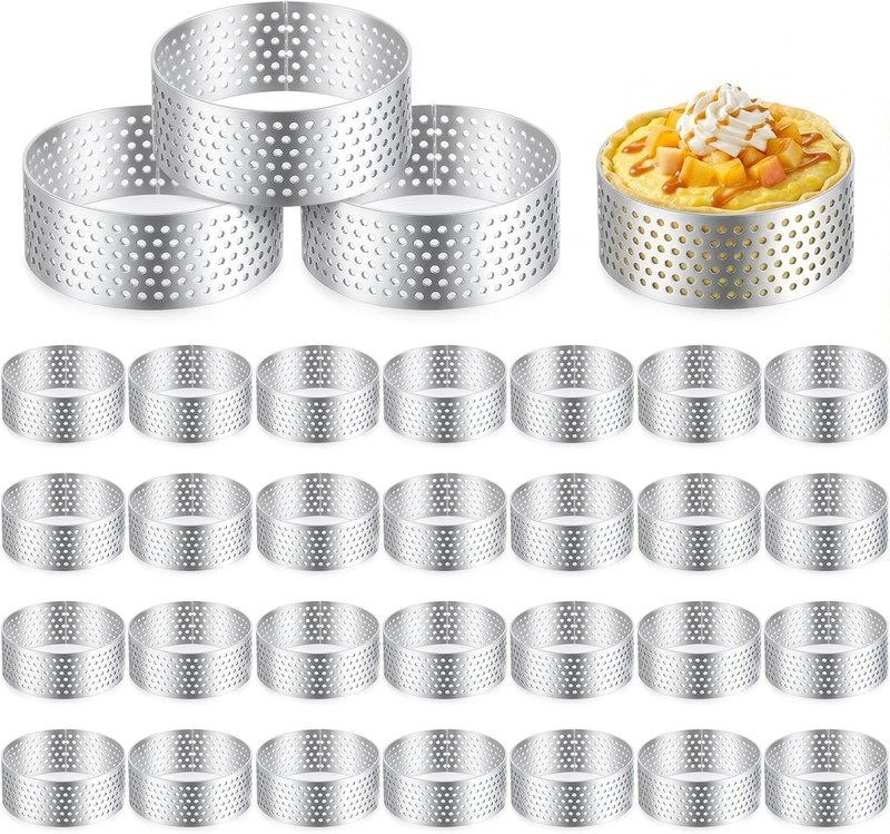 32 Pack 2 Inch Stainless Steel Tart Ring, Crumpet Rings Cake Ring