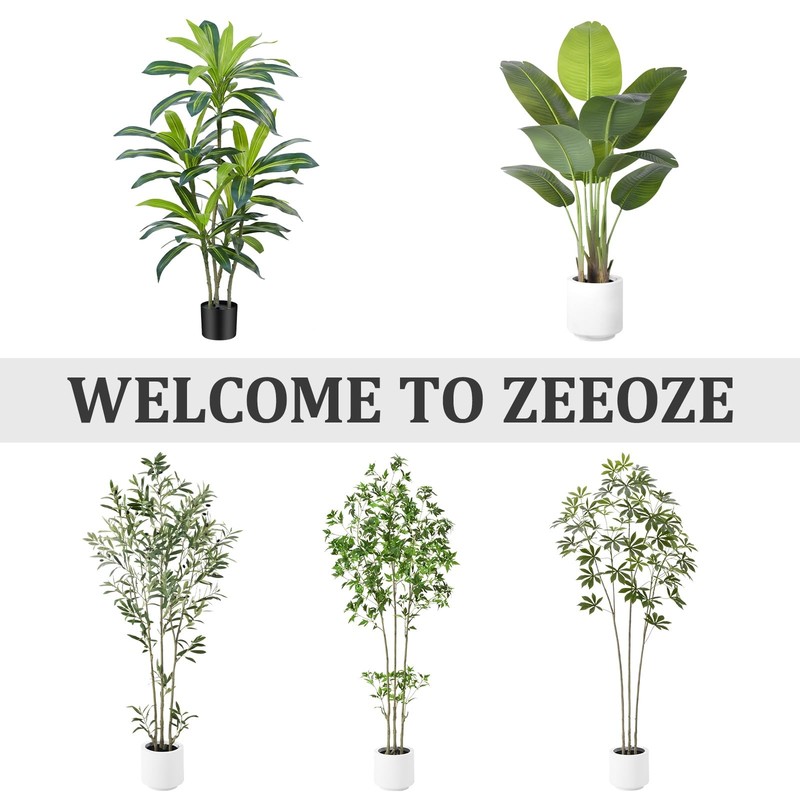 Zeeoze Artificial Bird Of Paradise Plant 4Ft Tall Fake Tropical Palm Tree Large gallery