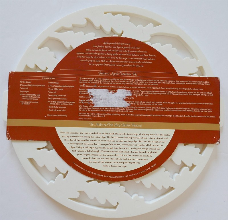 NWT Williams Sonoma Oak Leaf Lattice Pie Crust Linzertorte Cutter c2005 Holidays gallery