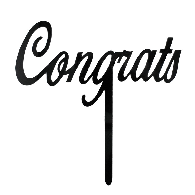 Congrats Acrylic Cake Topper, 5-1/4-inch, Black