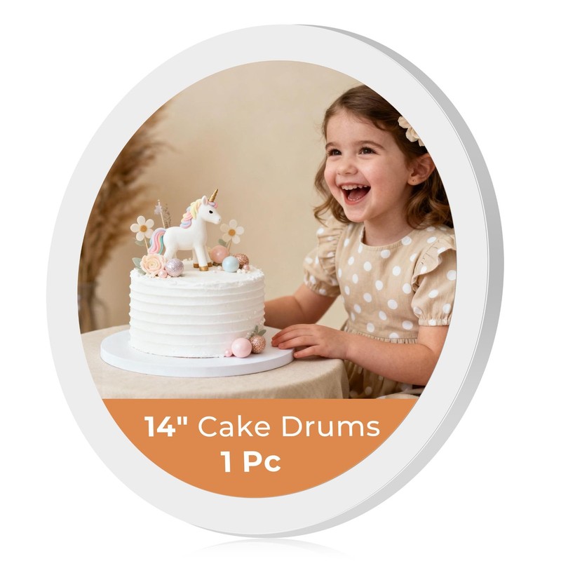 Cake Boards 14 Inch Round, 1/2 Inch Thick Cake Drum, Sturdy Corrugated Cardbo…