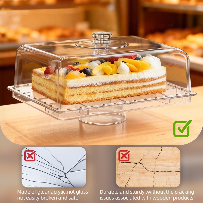 Cake Stand with Lid-Extra Large 17" Rectangular Cake Holder,8-in-1 Multi-Func... gallery