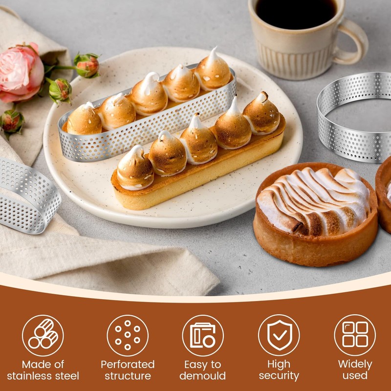 12 PCS 4 Inch & 5.1 Inch Stainless Steel Tart Rings, Nonstick Perforated Tart... gallery
