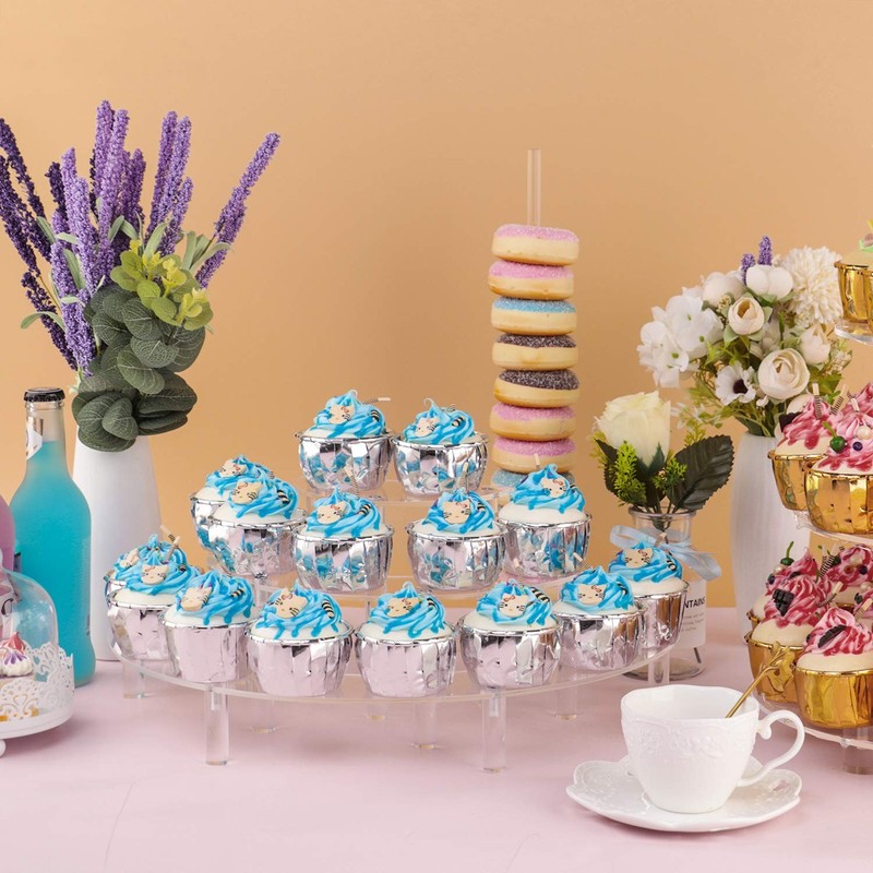 Acrylic Risers Display Stand For Pop Figures, 3 Tier Cupcake Stand, Perfume S... gallery