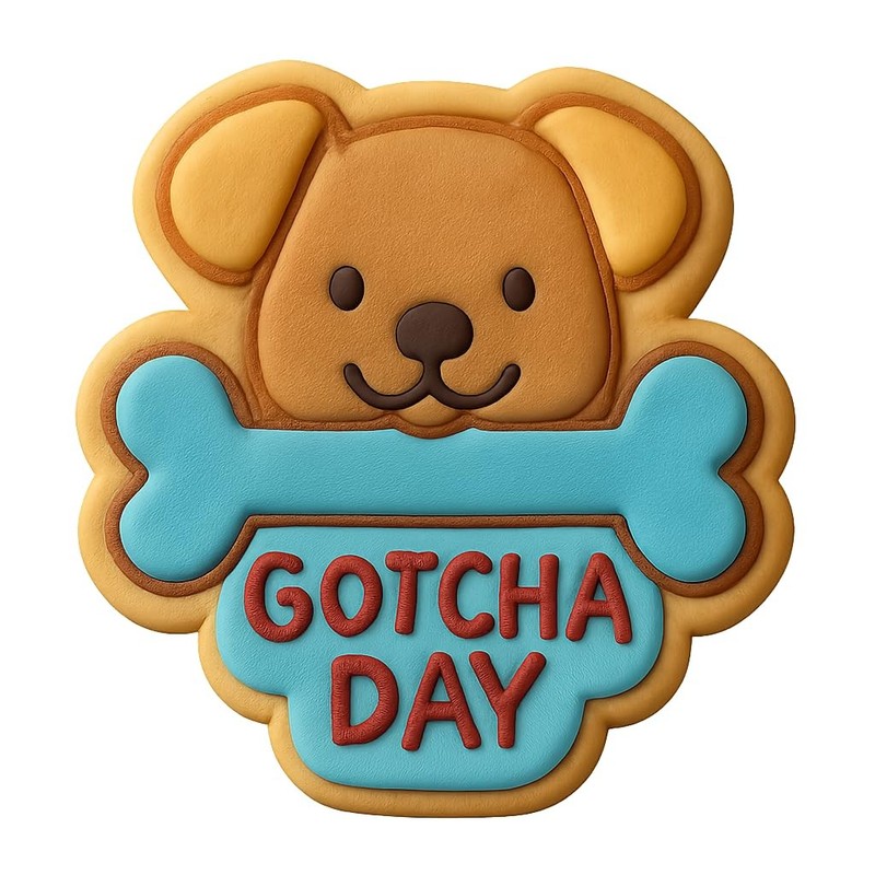 Pet with Bone Gotcha Day Cookie Cutter & Stamp, Fondant & Clay - 4x3.5 gallery