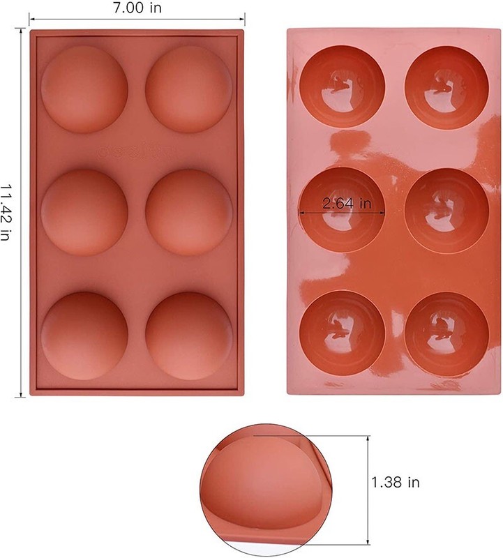 2 Pack 2.7” XLarge 6 Holes Silicone Hot Chocolate Bomb Cocoa Bomb Mold Large gallery