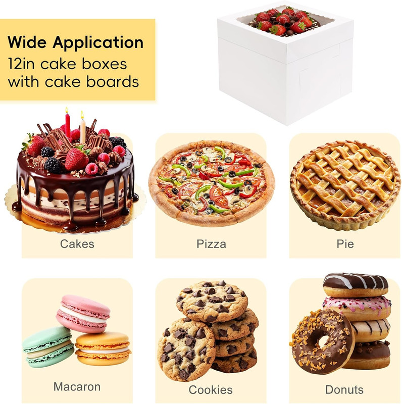 30 Pack Cake Boxes 10 Inch, 10X10X8 Inches White Cake Carrier Bakery Containers, gallery