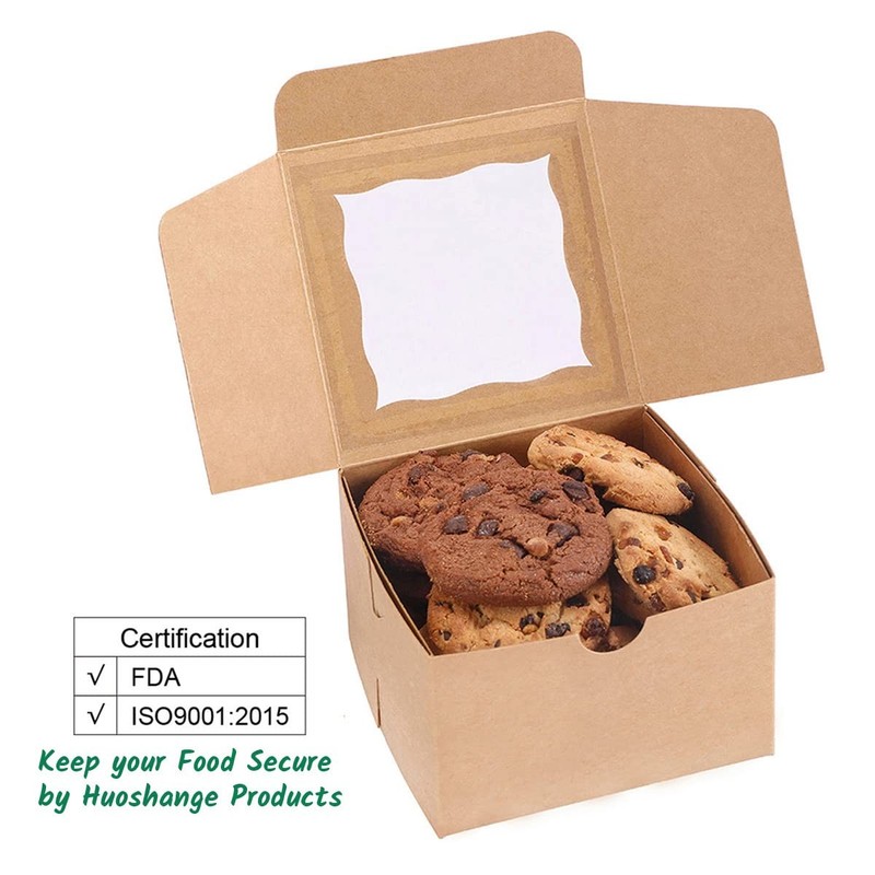 50 PCS Brown Bakery Cookie Boxes With Window 4.5x4.5x3 Inch Premium Resist gallery