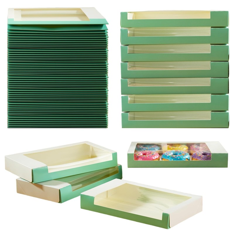 30 Pack Cookie with Window, 9.5×5.3×1.4 Inch Treat Boxes, Folding Pastry Boxe…