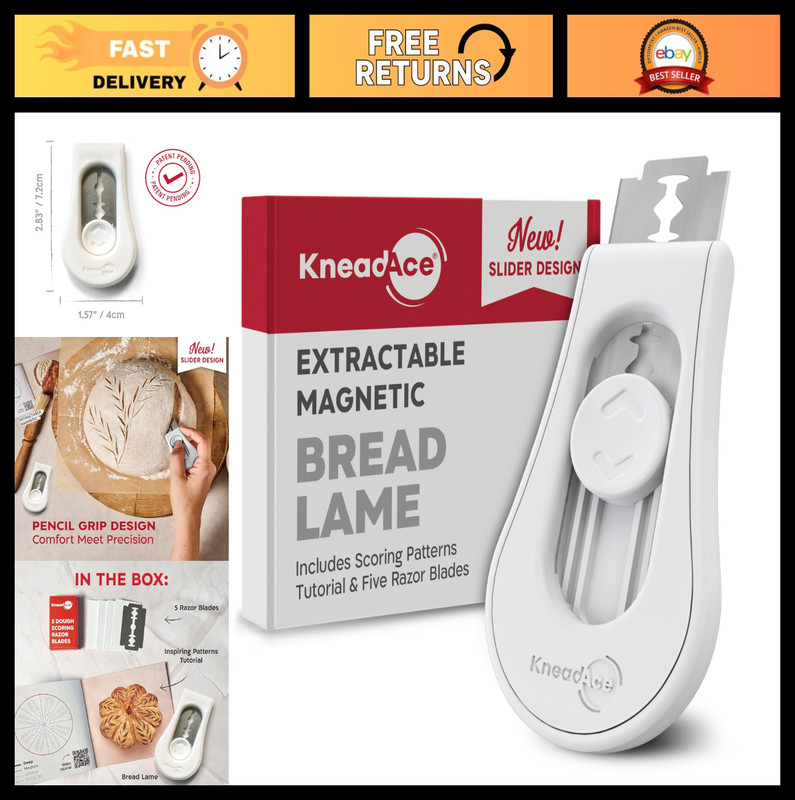 Professional Magnetic Bread Lame – Dough Scoring Tool with 5 Blades & Pattern Bo