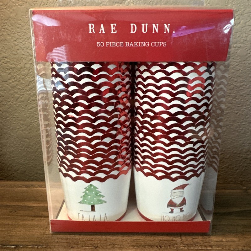 Rae Dunn 50 piece Baking Cups Red Santa Tree New