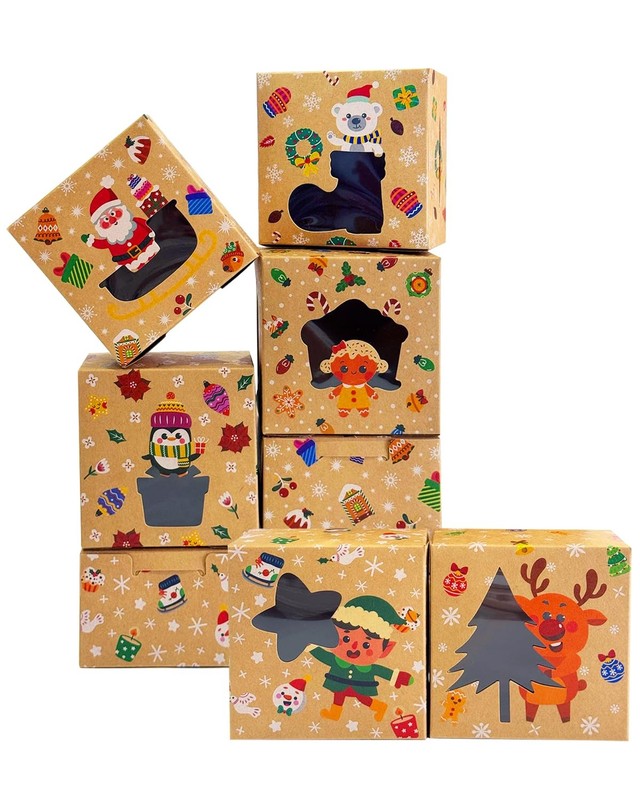 Christmas Shoes Bakery Boxes Window 60 PCS 4x4x2.5 Mini Cookie Small Pastry gallery