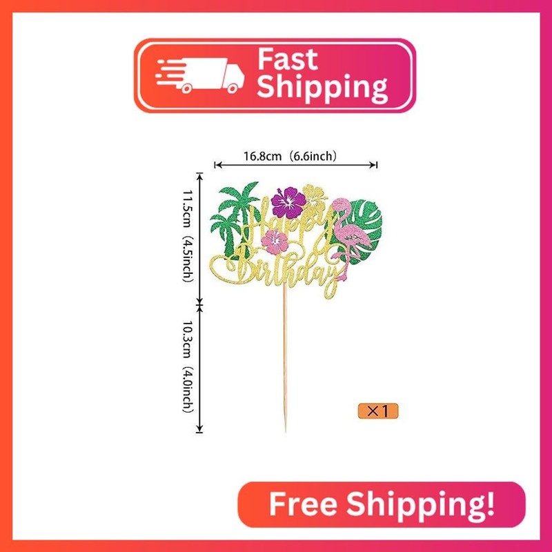 Rsstarxi 1 Pack Flamingo Happy Birthday Cake Topper Glitter Cake Decoration Palm gallery