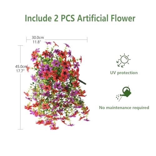Artificial Flowers Wind Chime Bellflower 2 Pcs Faux Flowers 2pcs Red&lotus Red gallery