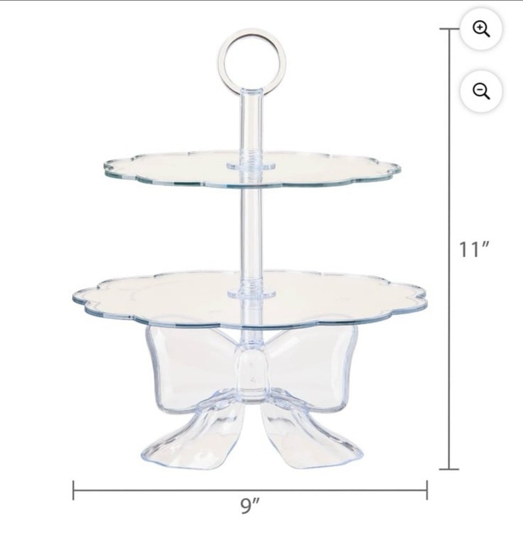 2 Tier Clear Plastic W/Bow Cupcake & Sweet Treats Stand ~ Easy Assembly NEW gallery