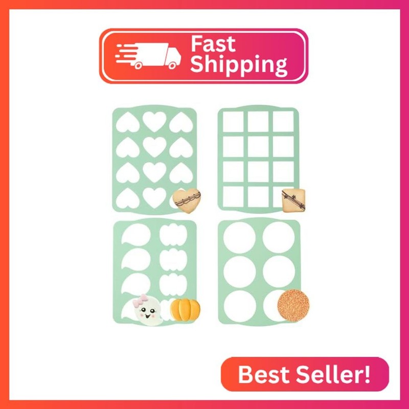 QELEG 4Pcs Cookie Molds Chocolate Chablon Cookies Stencil Mold Set for Cake Deco