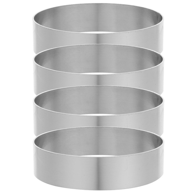 4Pcs Food Grade Stainless Steel Mini Cake Mold Set for Baking and Plating