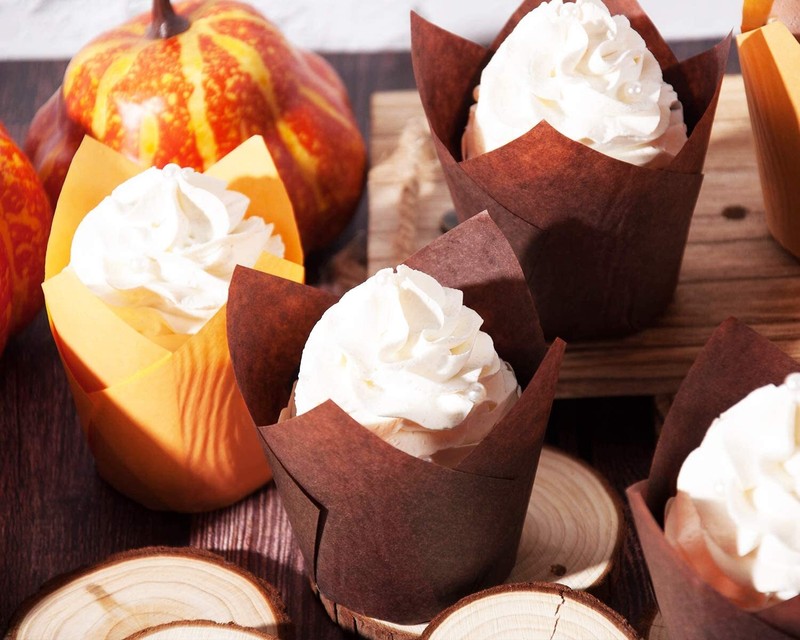 300 PCS Brown Tulip Cupcake Liners Medium Baking Cups Standard Size Wedding gallery
