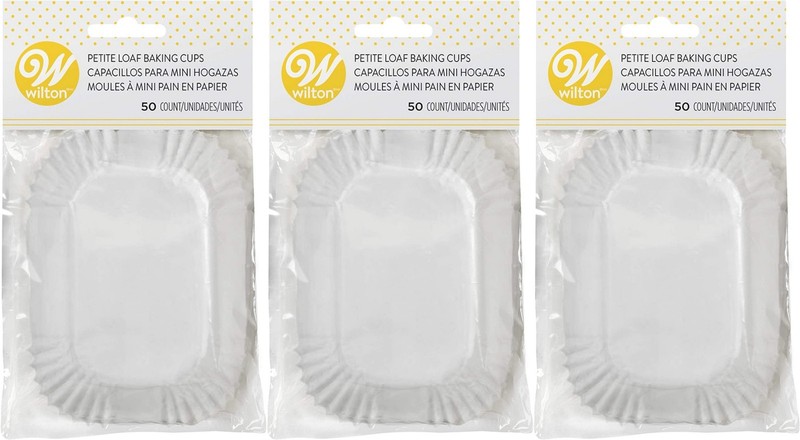 Wilton 50-Count White Petite Loaf Baking Cups, 3 ¼ x 2 Inches (3-Pack)