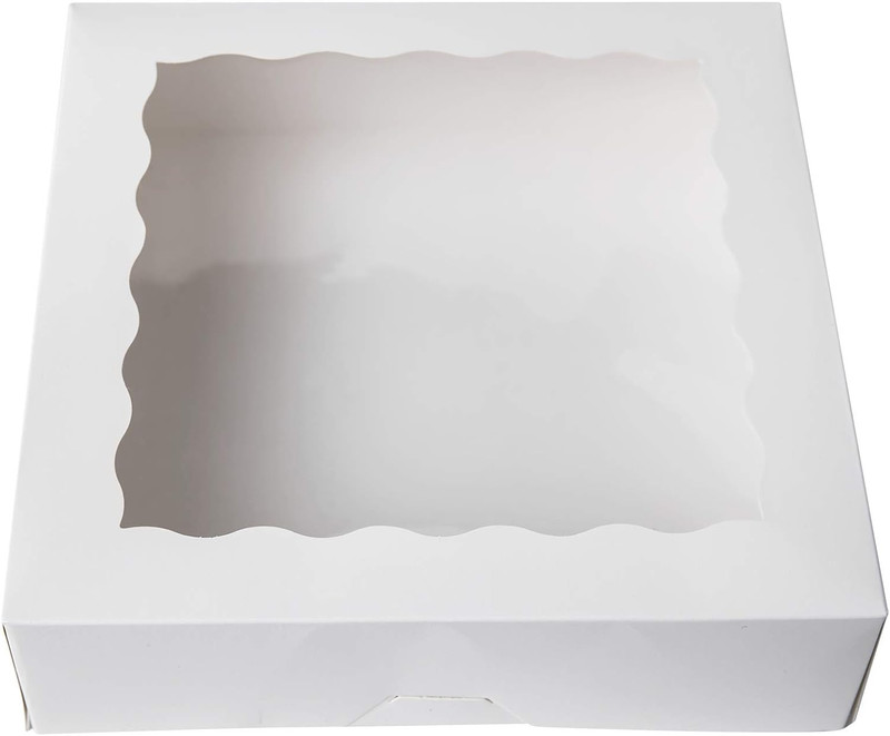 ONE MORE 9Inch White Cookie Bakery Boxes,Large Pie Boxes with PVC Window Natural gallery