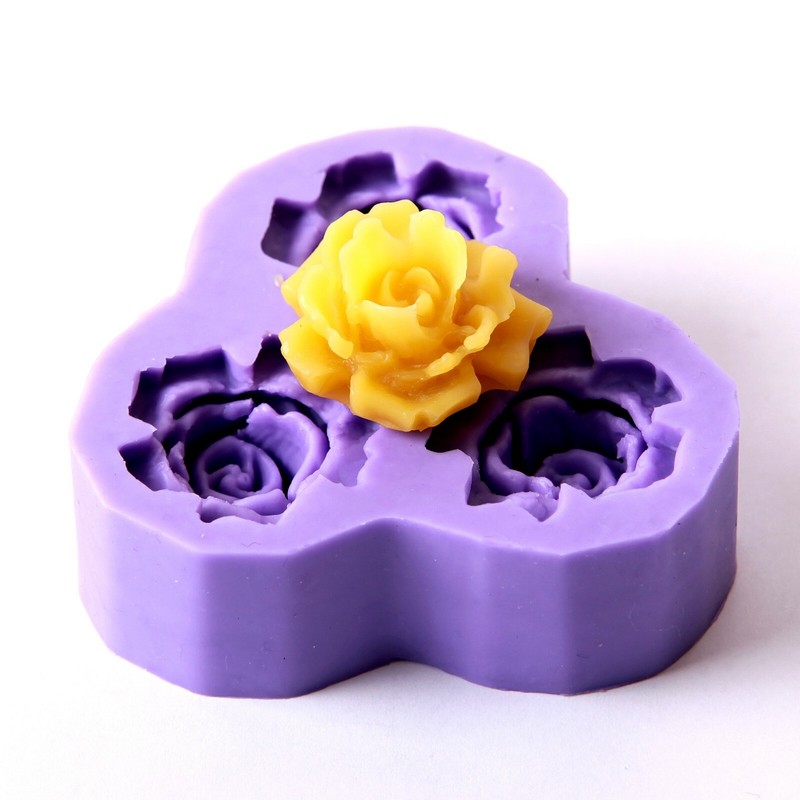 Rose Silicone Fondant/Jewellery Mould – 3 Cavity – Pack of 5