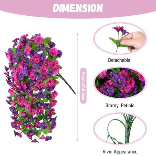 Artificial Fake Hanging Flowers Plants for Outdoor Violet Red Purple gallery