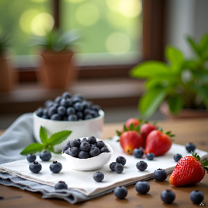 20 Pcs Artificial Blueberries Plastic Fake Blue Berry Plants Realistic gallery