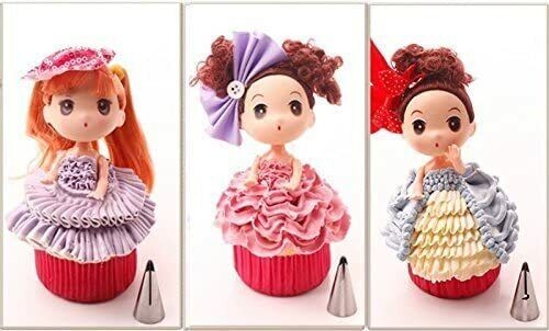7PCS Ruffle Piping Tips Twist Nozzle Cupcake Doll Dress Cake Decorating Set gallery