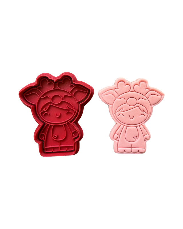 Christmas Reindeer girl Xmas baby Cookie Cutter Stamp Rudolph