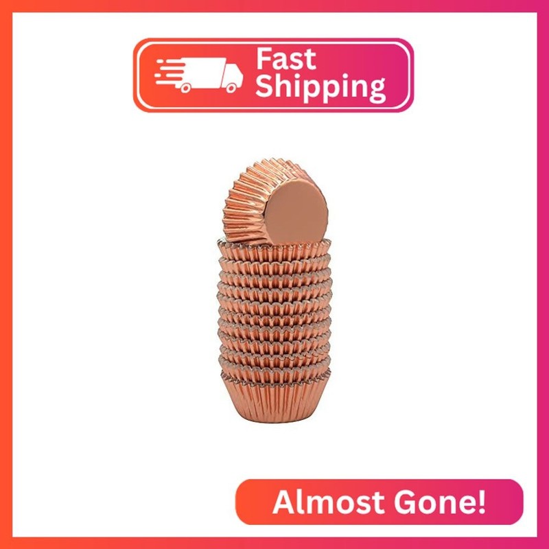 Huaswan Rose Gold Foil Cupcake Liners Mini Paper Baking Cups for Wedding, Party