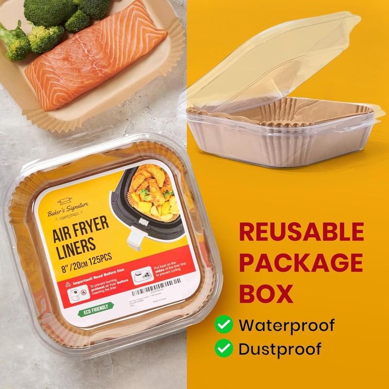 Air Fryer Paper Liners, 125Pcs Air Fryer Disposable Liners, Non-Stick and Oil Pr gallery
