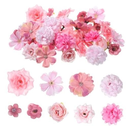 50 PCS Faux Flowers Heads Artificial Flower Mini Silk Flower Rose Bulk DIY gallery