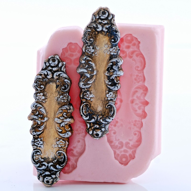 Silicone Floral Scroll Mold – Food Safe Fondant Chocolate Resin Clay Mold (741)