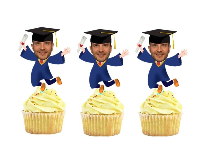 Fun Graduation w/ Your Photo Cupcake Toppers