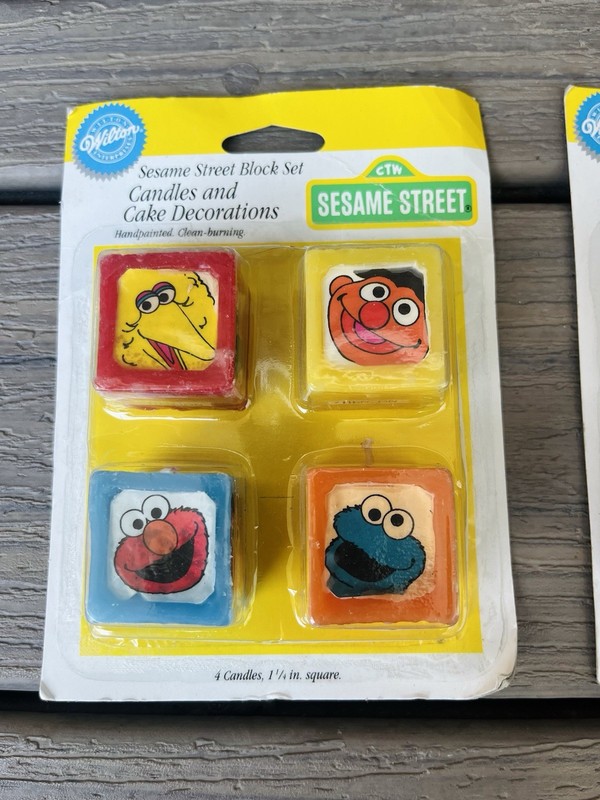 Vintage 1994 Wilton Sesame Street Block Candles Set of 4 Cake Decoration Toppers gallery