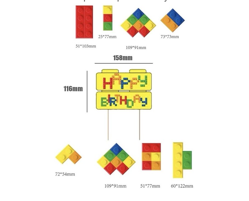 Happy Birthday Building Blocks Alphabet Cake Topper Set 9pcs 18x26cm gallery